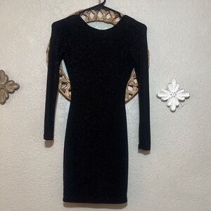 Lulu's Black Sparkle Long Sleeve Dress